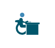 Nos racines Une icône d'une personne en situation d'handicap.