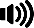 Illustration d'une icône d'un haut parleur pour représenter : La transcription audio intégrale ou verbatim.
