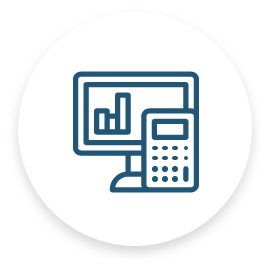 Traitement comptable Une icône d'un écran d'ordinateur et d'une calculatrice.